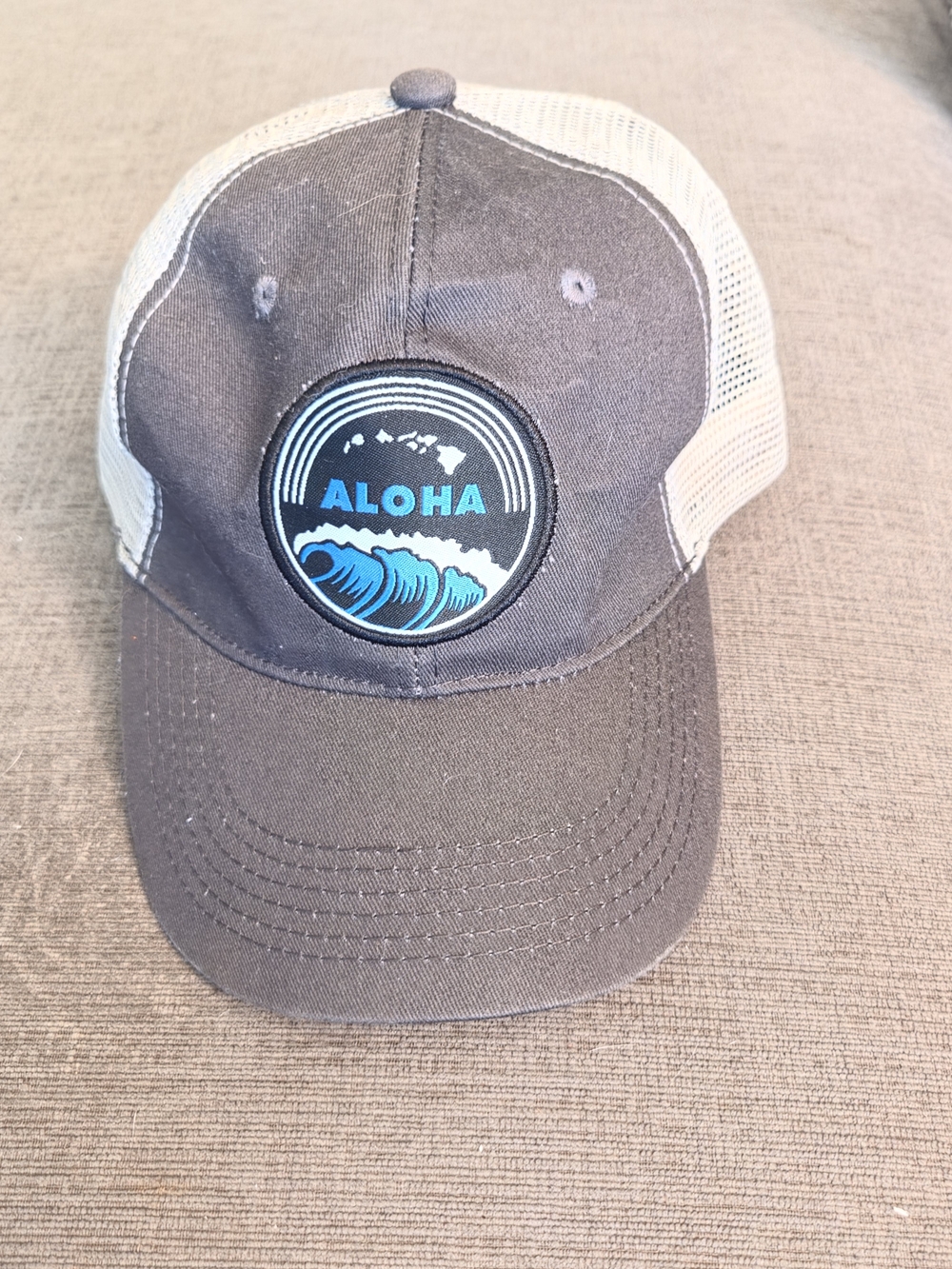 Aloha Wave Trucker Hat - Blue and Black